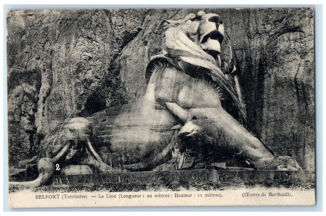 1931 Le Lion Belfort (Territoire) Made of Sandstone in France Postcard