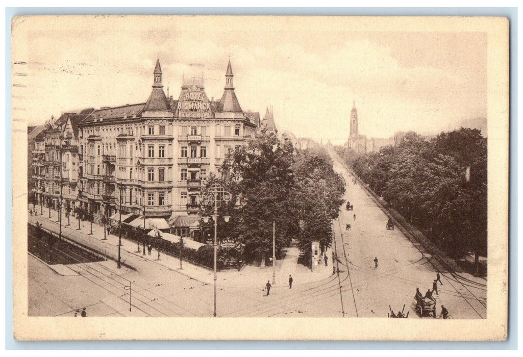 1912 Charlottenburg Am Knie Berliner Strasse Germany Antique Posted Postcard