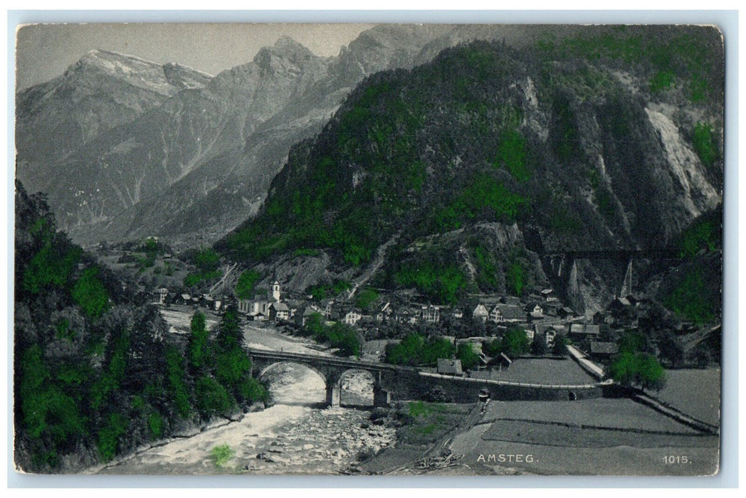 c1910 Amsteg. Bridge River Silenen Switzerland Antique Posted Postcard
