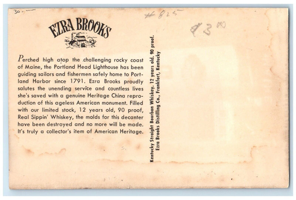 Ezra Brooks Distillery Portland Head Lighthouse Frankfort Kentucky KY Postcard