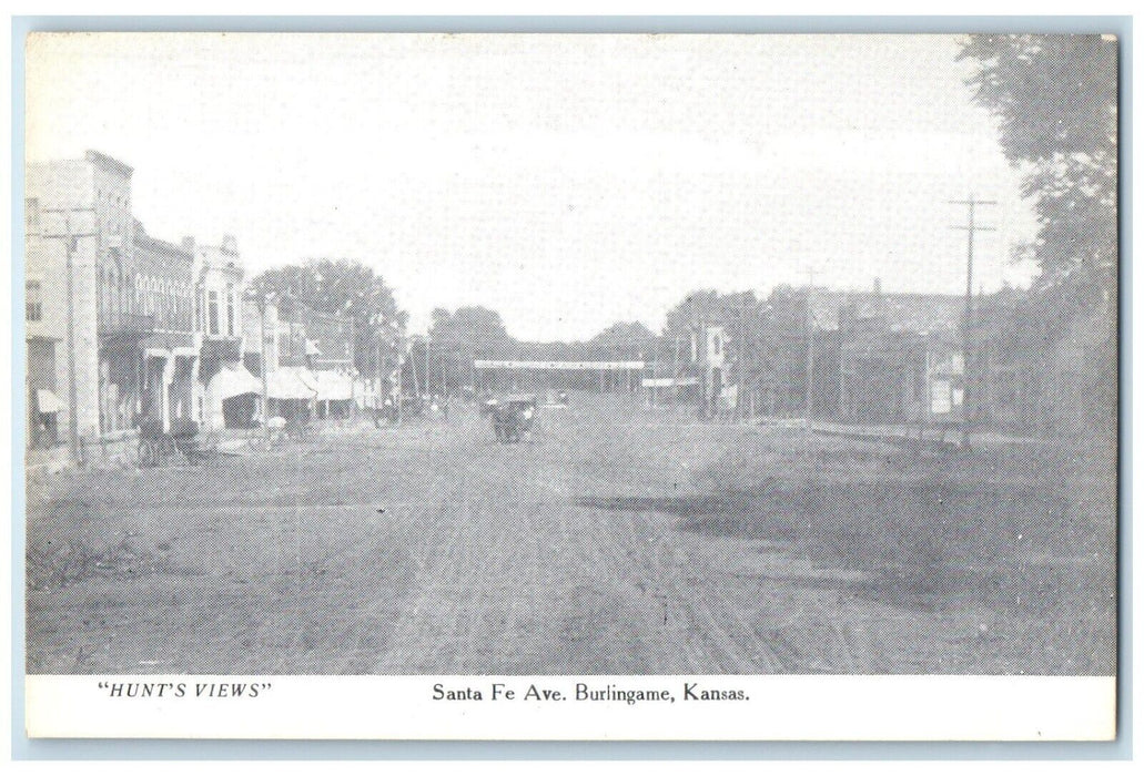 c1910 Hunt's Views Santa Fe Avenue Burlingame Kansas KS Vintage Antique Postcard