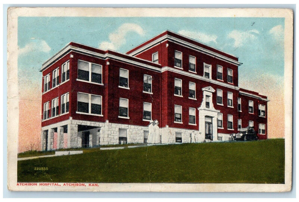 c1910 Exterior View Atchison Hospital Building Atchison Kansas Antique Postcard