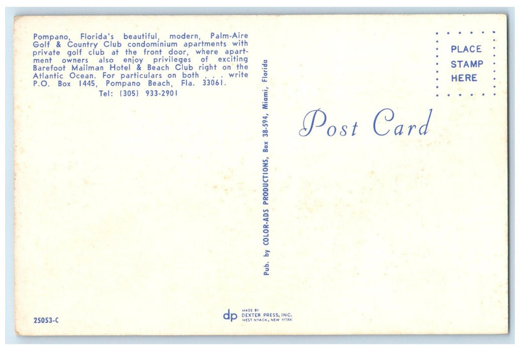 c1950's Palm Aire Golf & Country Club Apartments Pompano Florida FL Postcard