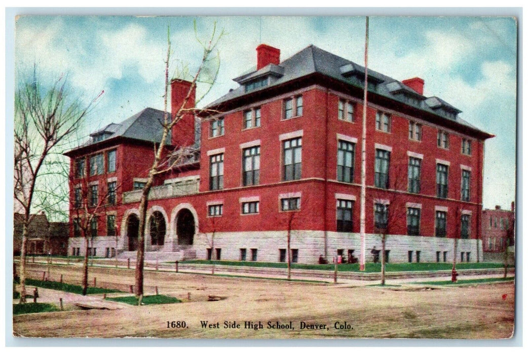 c1910 Exterior View West Side High School Denver Colorado CO Unposted Postcard