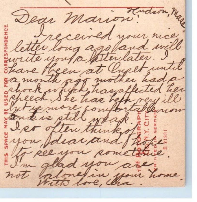 c1907 Woods Square Hudson, Massachusetts MA Antique Posted Postcard