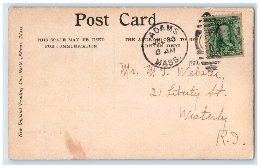 1909 Susan Anthony Homestead Street Adams Massachusetts Vintage Antique Postcard