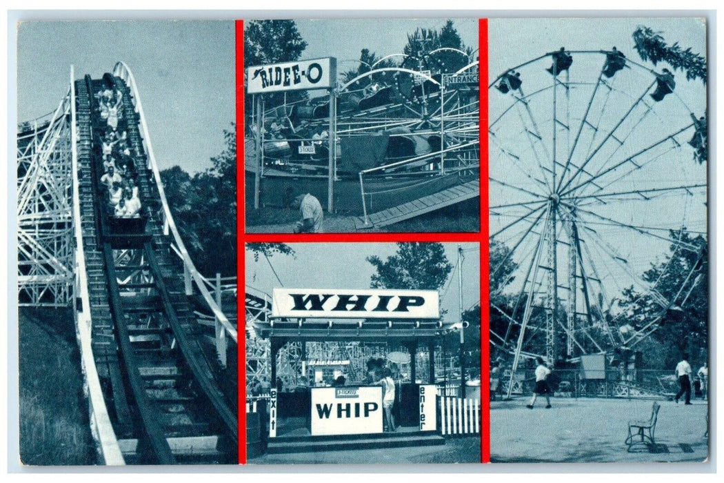 1960's Marshall Hall Amusement Park Playground Rides Maryland Multiview Postcard