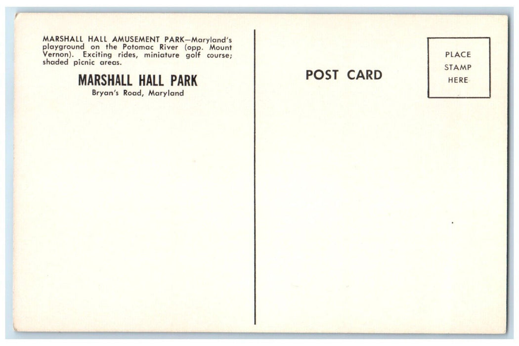 1960's Marshall Hall Amusement Park Playground Rides Maryland Multiview Postcard