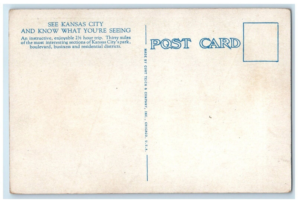 c1920 Seeing Kansas City Yellow Cab Company Road Kansas Vintage Antique Postcard