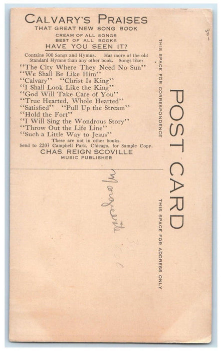 Calvary's Praises Song Books Charles Reign Scoville Music Publisher Postcard