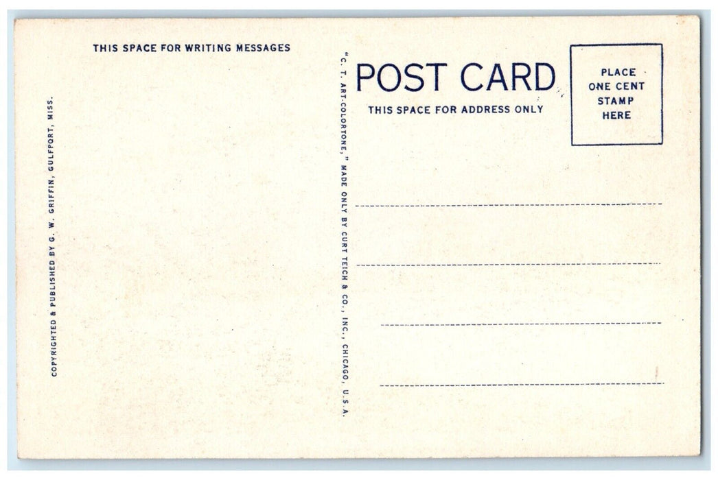 c1920 Recreational Building US Veterans Hospital Gulfport Mississippi Postcard