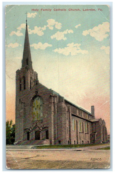 c1910 Holy Family Catholic Church Chapel Exterior Latrobe Pennsylvania Postcard