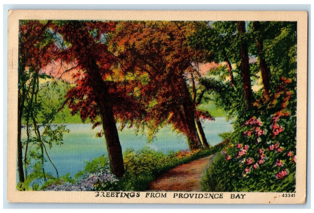 1940 Greetings From Lake Providence Bay Ontario Canada Vintage Antique Postcard