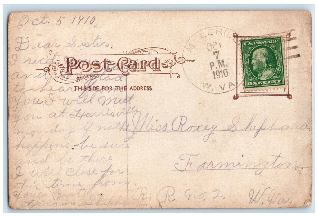 1910 Peoples Bank Police Station Jersey City Heights New Jersey Vintage Postcard