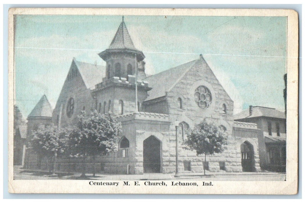 c1910's Centenary ME Church Scene Street Lebanon Indiana IN Antique Postcard