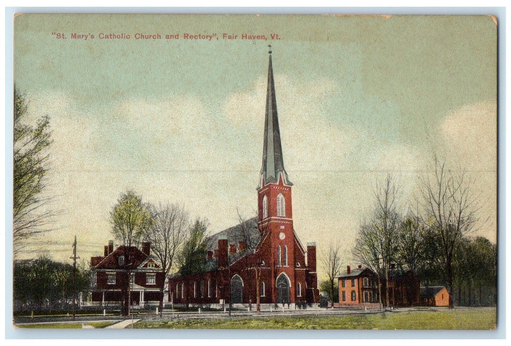 c1910 St. Mary's Catholic Church Rectory Exterior Fair Haven Vermont VT Postcard