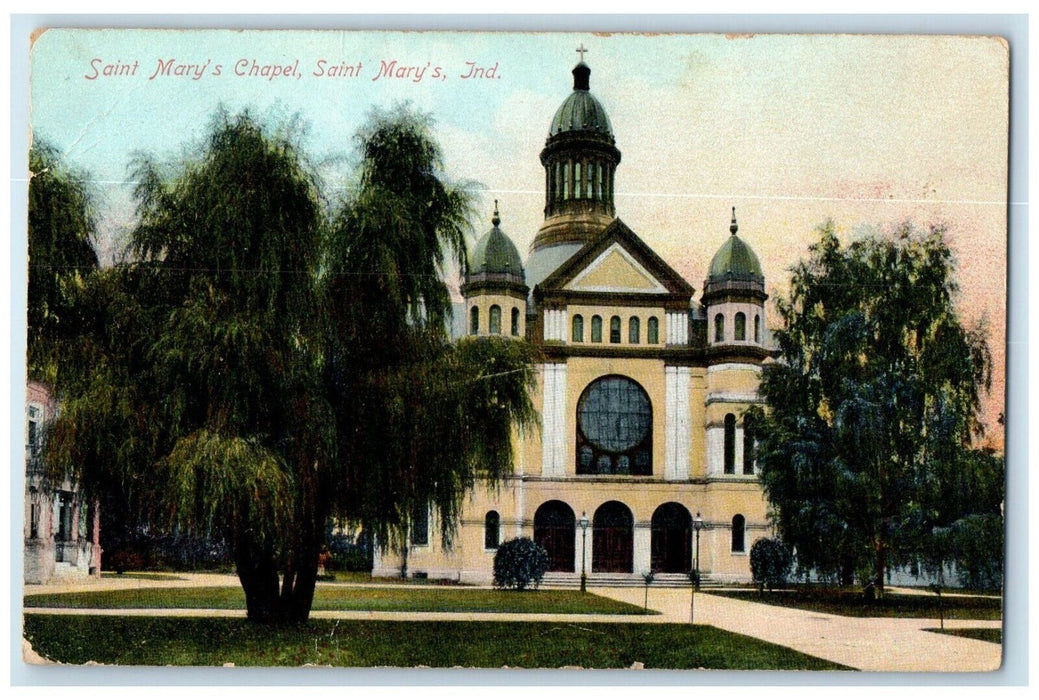 1917 Saint Mary's Chapel Saint Mary's Indiana IN Posted Antique Postcard