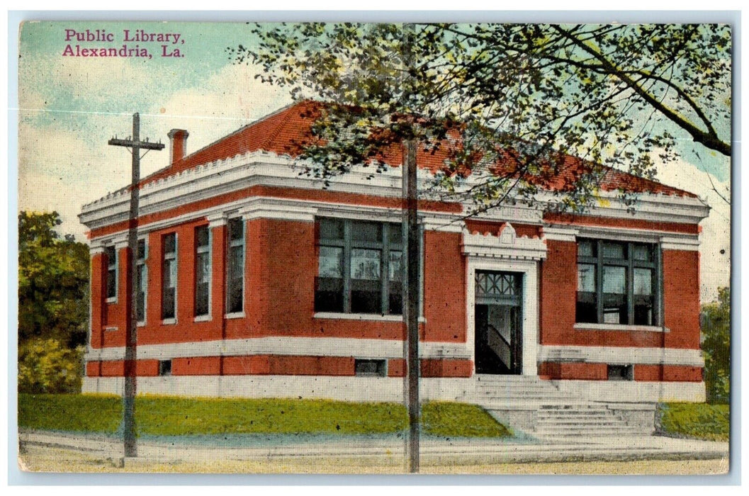 c1910's Public Library Building Alexandria Louisiana LA Antique Postcard