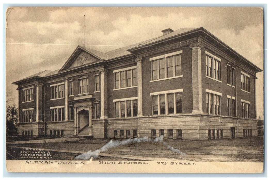 c1910's High School Building 7th Street Alexandria Louisiana LA Antique Postcard