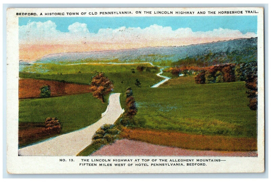 1939 Bedford Historic Town Old Highway Horseshoe Trail Pennsylvania PA Postcard