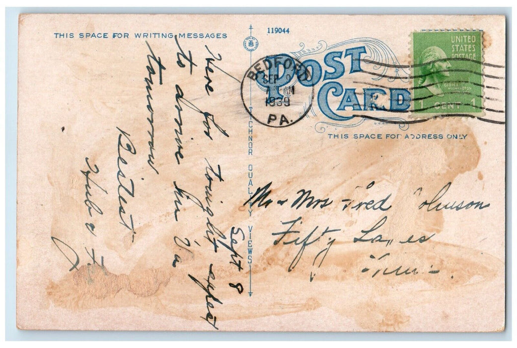 1939 Bedford Historic Town Old Highway Horseshoe Trail Pennsylvania PA Postcard