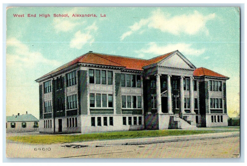 c1910's West End High School Building Alexandria Louisiana LA Antique Postcard