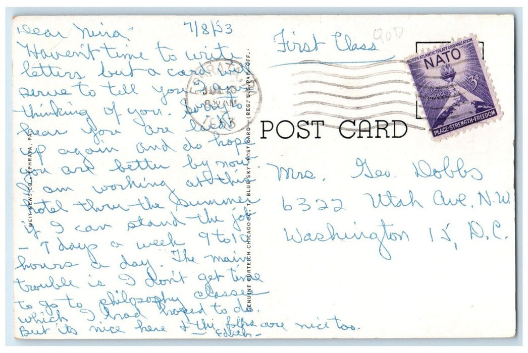 1953 Mt. Spring Hotel Camp Silver Bell Exterior Ephrata Pennsylvania PA Postcard