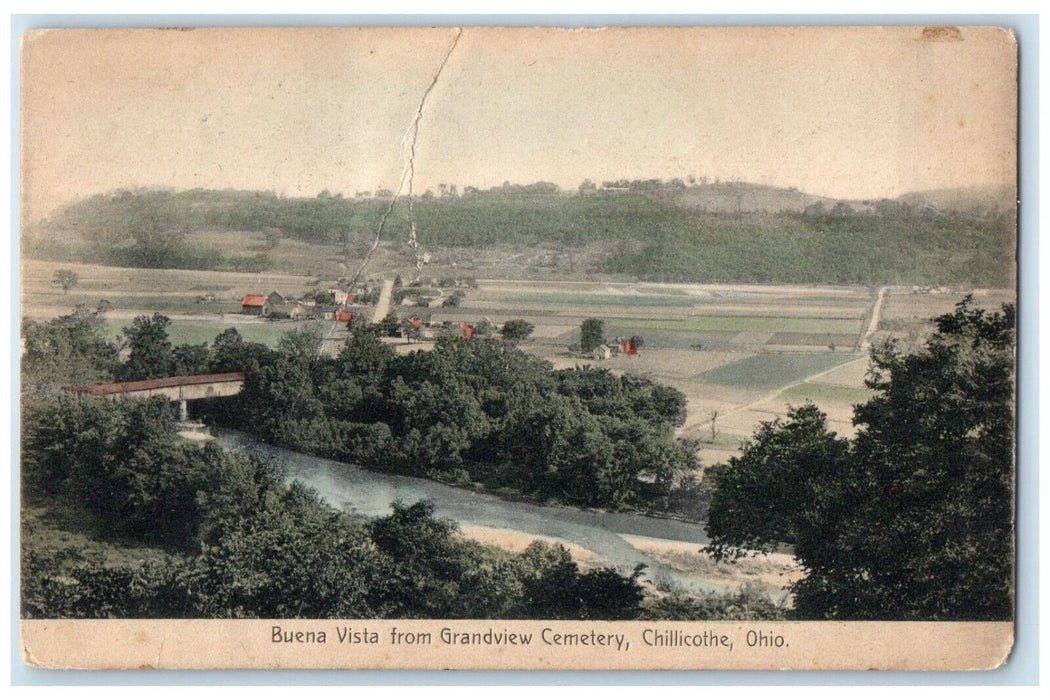 c1910 Buena Vista Grandview Cemetery River Lake Field Chillicothe Ohio Postcard