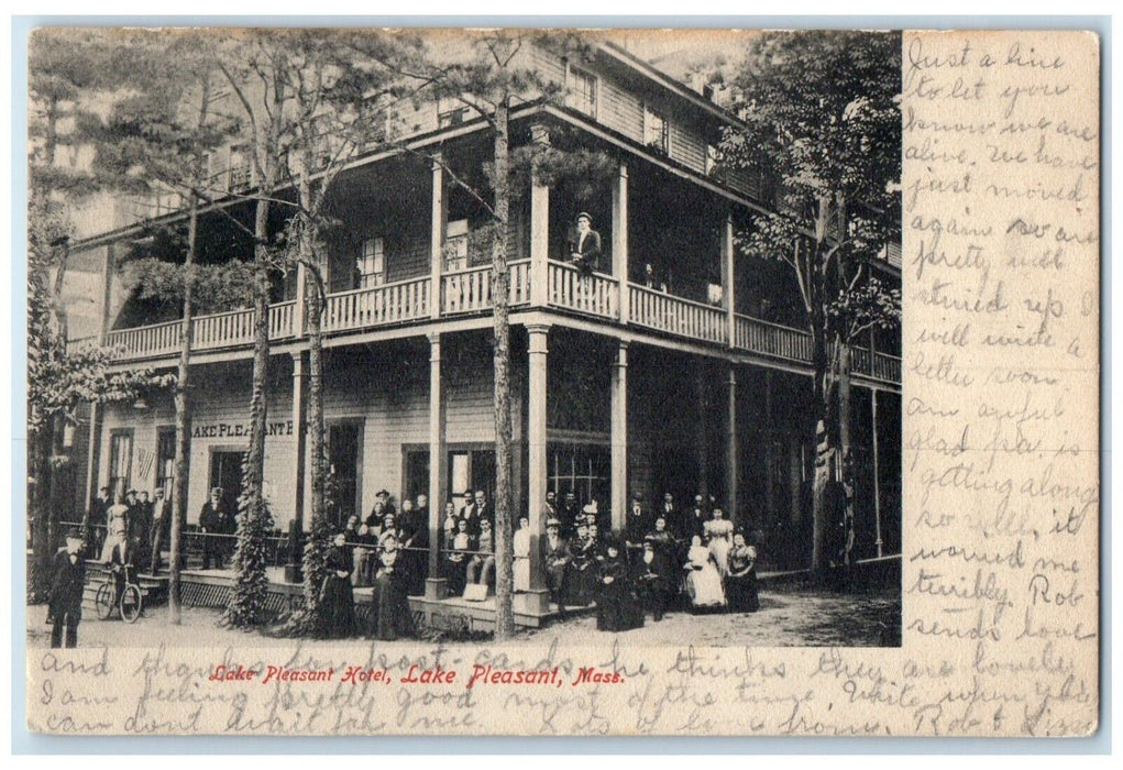 1909 Lake Pleasant Hotel Exterior Building Lake Pleasant Massachusetts Postcard