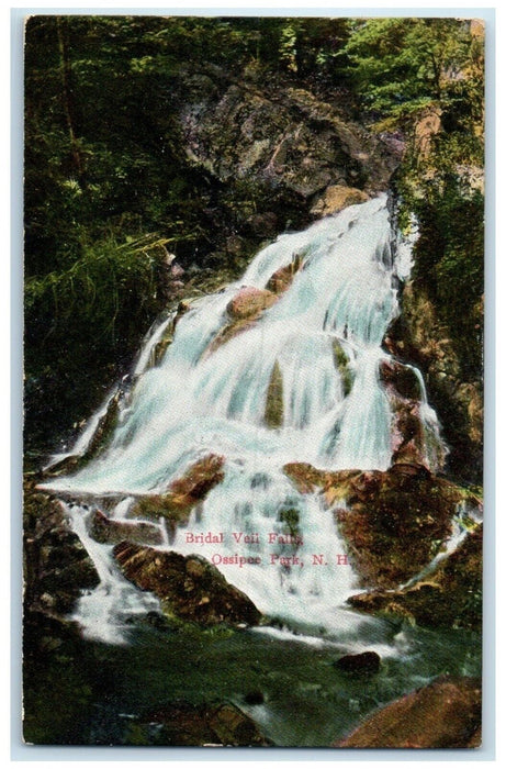 1917 Bridal Veil Falls Rocks Cliff Ossipee Park New Hampshire Vintage Postcard