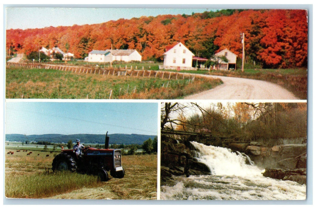 1984 Waterfalls Autumn Saint-Alban (Portneuf) Quebec Canada Multiview Postcard