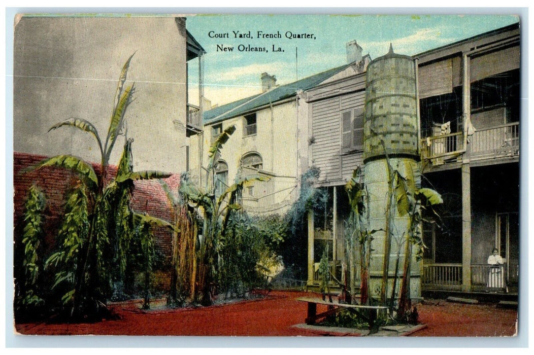 c1910's Court Yard French Quarter New Orleans Louisiana LA Antique Postcard