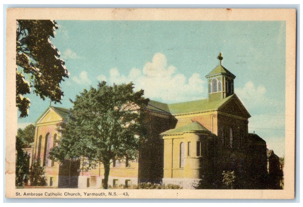 1956 St. Ambrose Catholic Church Yarmouth Nova Scotia Canada Postcard