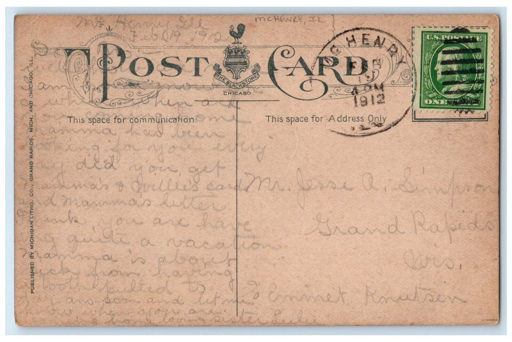1912 The Blackstone English Room Interior Chicago McHenry Illinois IL Postcard
