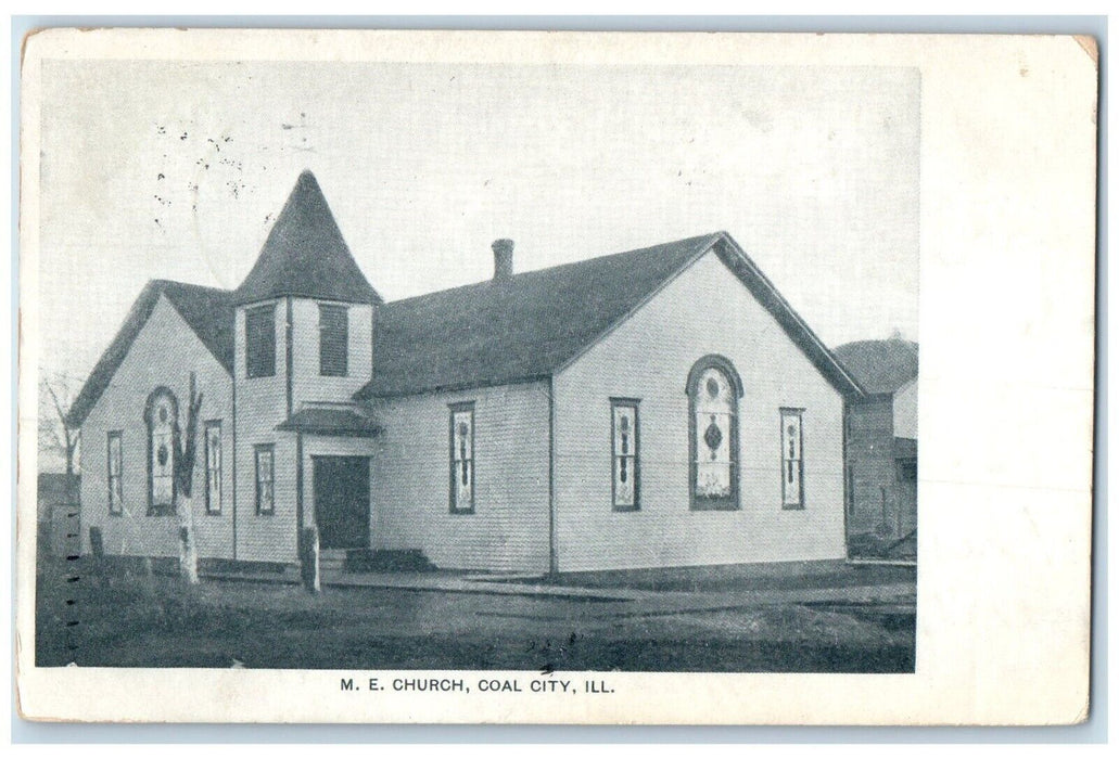 1909 View Of ME Methodist Church Coal City Illinois IL Posted Antique Postcard