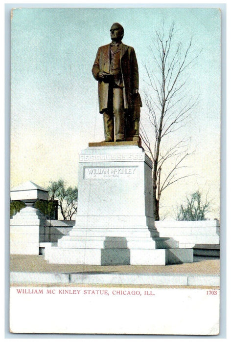 c1905 View Of William Mc Kinley Statue Chicago Illinois IL Antique Postcard