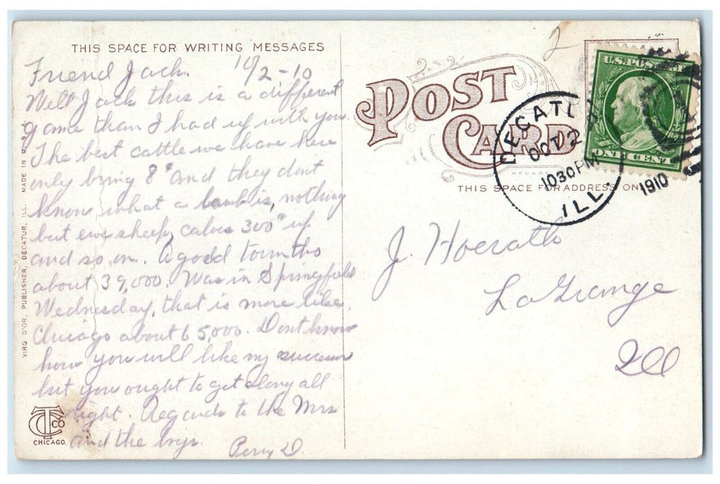 1910 Illinois Home For Aged Pythians And Orphans Decatur Illinois IL Postcard