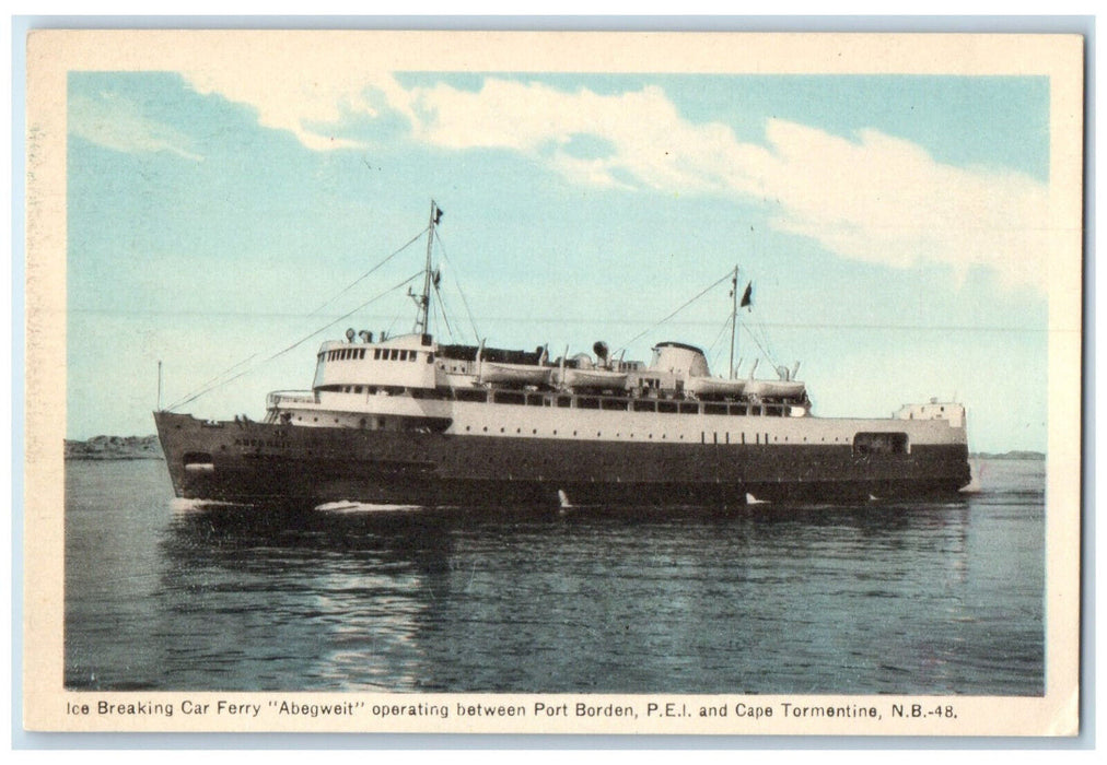 c1950's Car Ferry "Abegweit" Cape Tormentine New Brunswick Canada Postcard