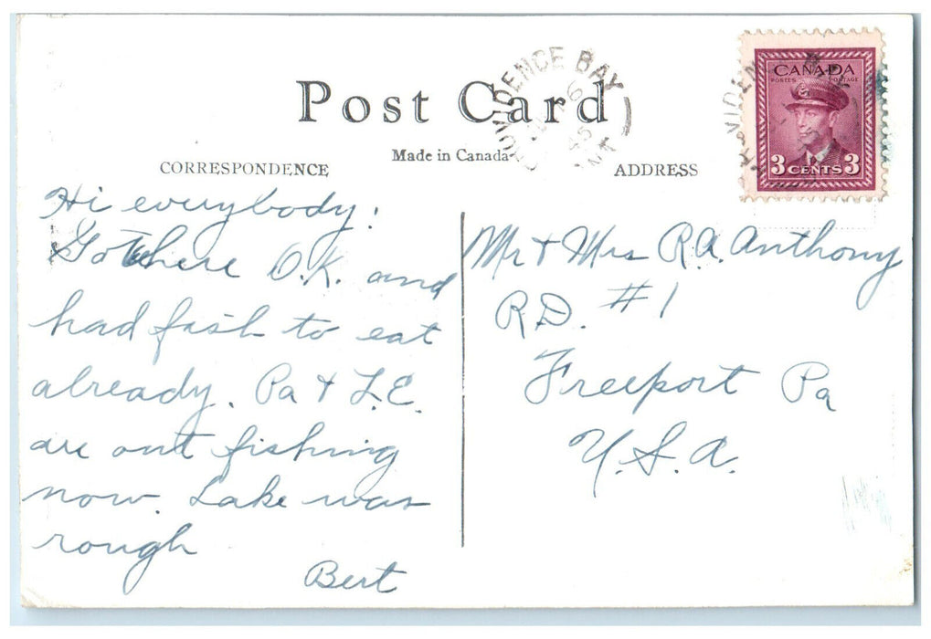 1945 Miller's Rock Garden Manitoulin Island Ontario Canada Vintage Postcard