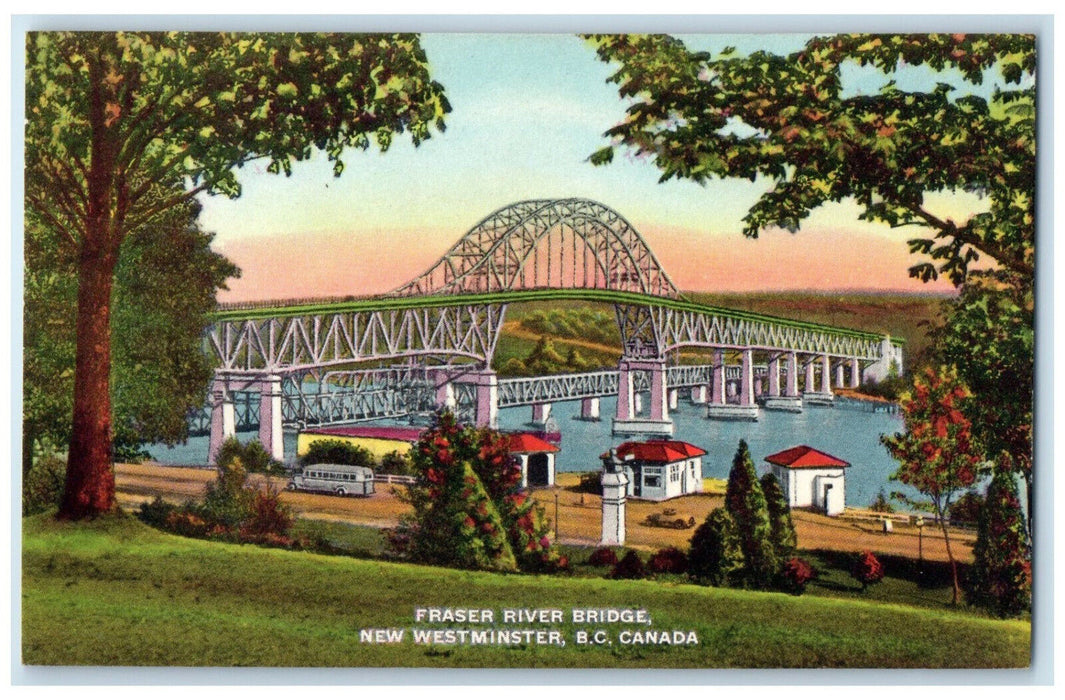 c1950's Fraser River Bridge New Westminster British Columbia Canada Postcard