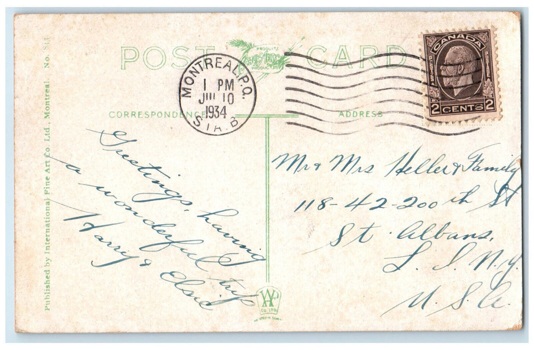 1934 Champ De Courses De Blue Bonnets Montreal Quebec Canada Postcard