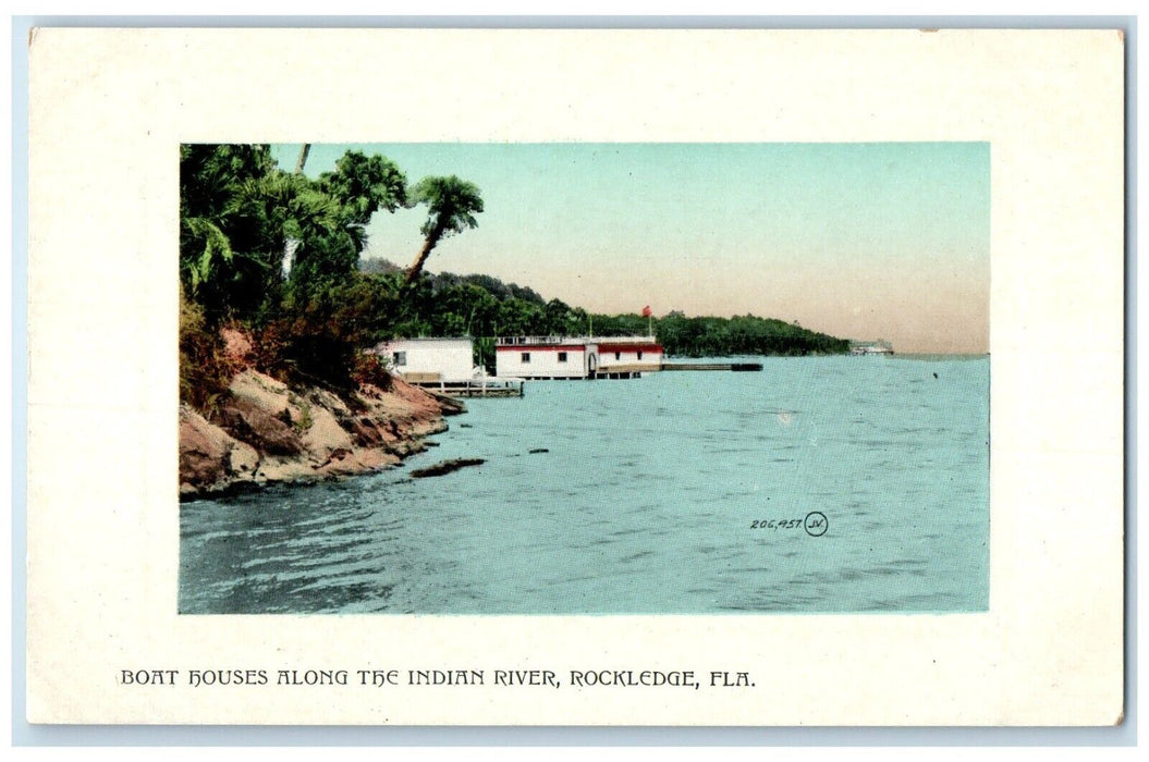 1910 Scenic View Boat Houses Indian River Rockledge Florida FL Souvenir Postcard