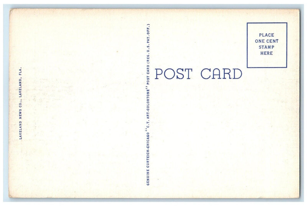 1940 Front View Public Library Building Lakeland Florida FL Unposted Postcard