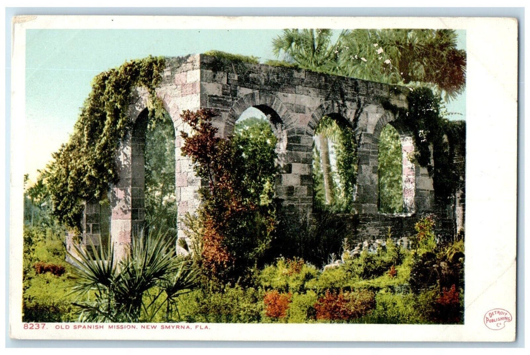 c1905 Scenic View Old Spanish Mission Garden New Smyrna Florida Antique Postcard