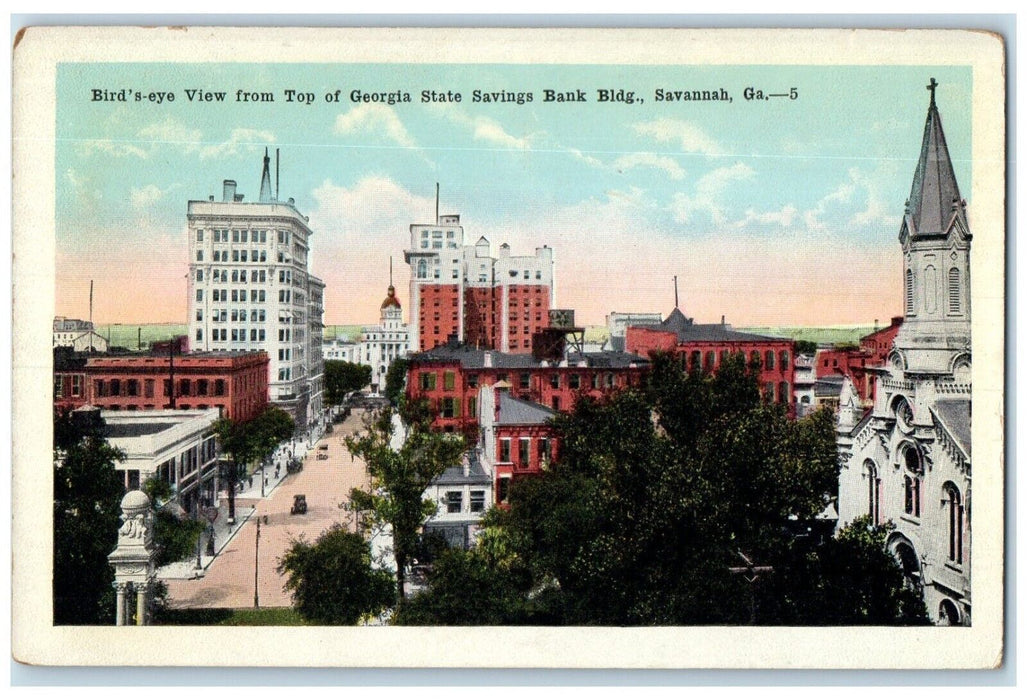 c1910 Birds Eye View Top Georgia State Savings Bank Savannah Georgia GA Postcard