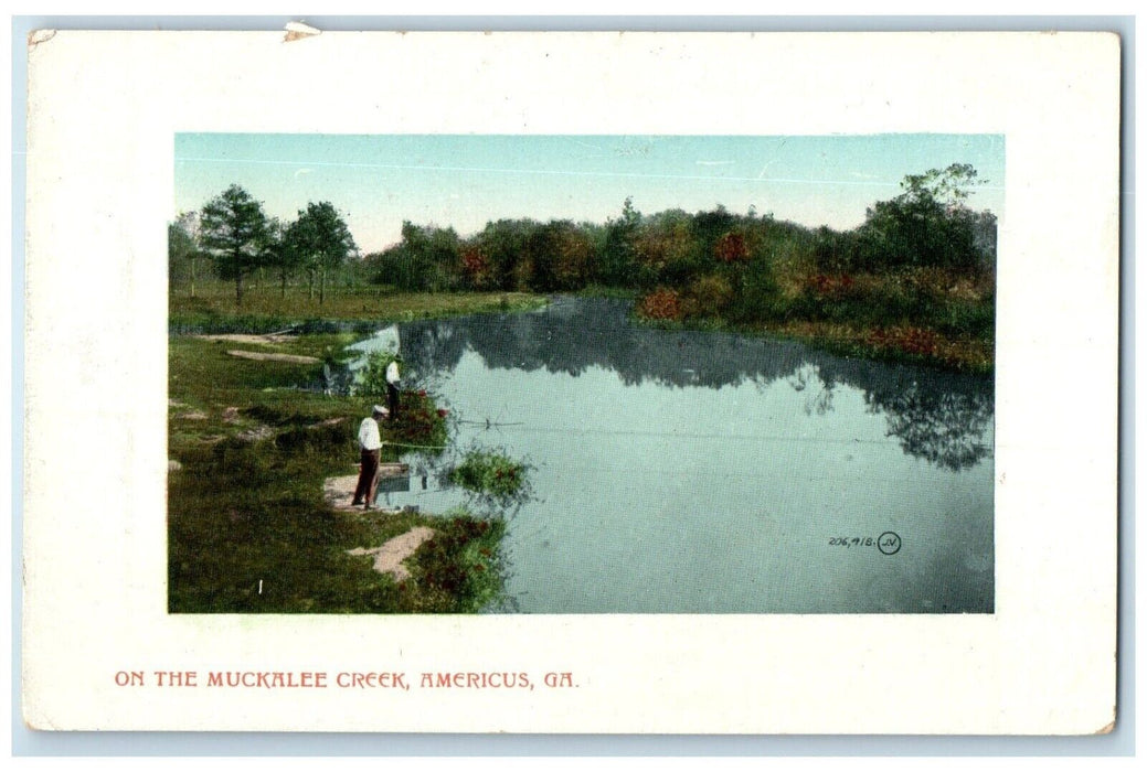 1912 Aerial View Muckalee Creek Fishing River Trees Americus Georgia GA Postcard
