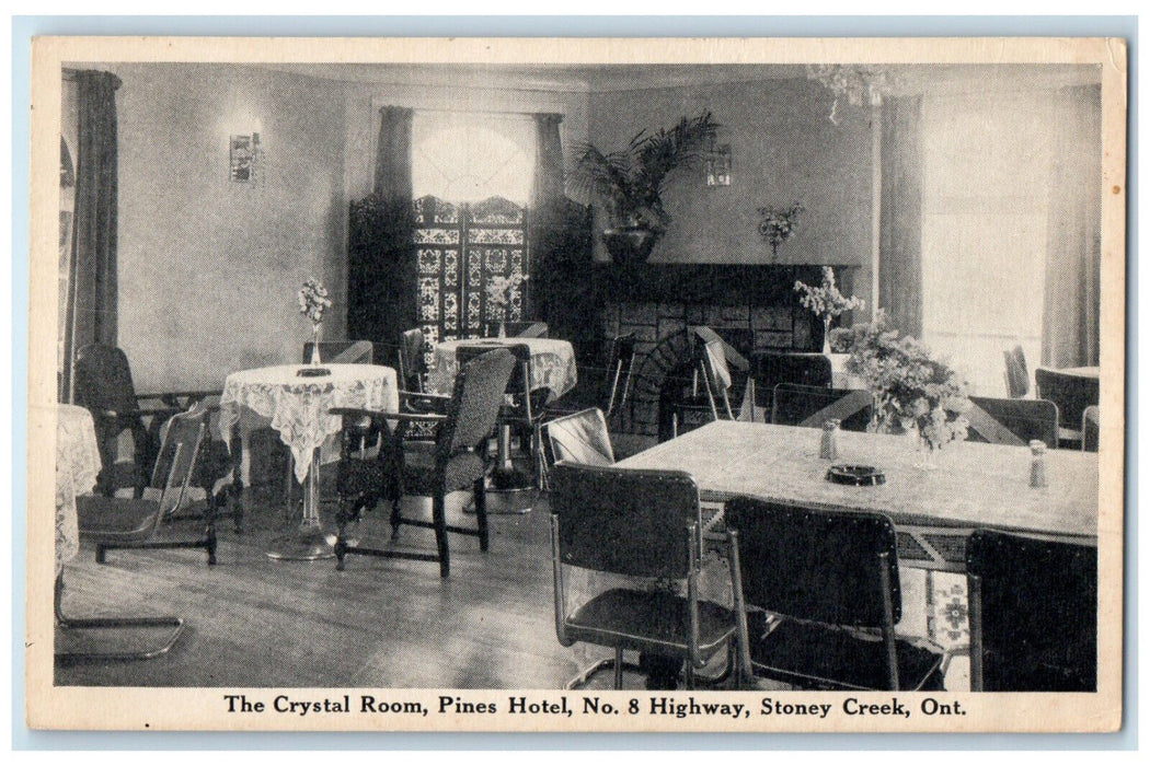 c1950's The Crystal Room Pines Hotel Stoney Creek Ontario Canada Postcard