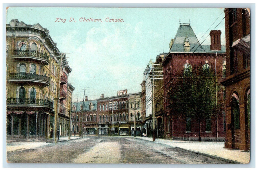 1916 View of King Street Chatham Ontario Canada Unposted Antique Postcard