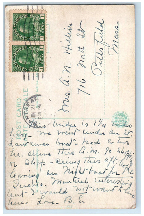 c1910 Montreal Le Pont Victoria (Victoria Bridge) Montreal Canada Postcard