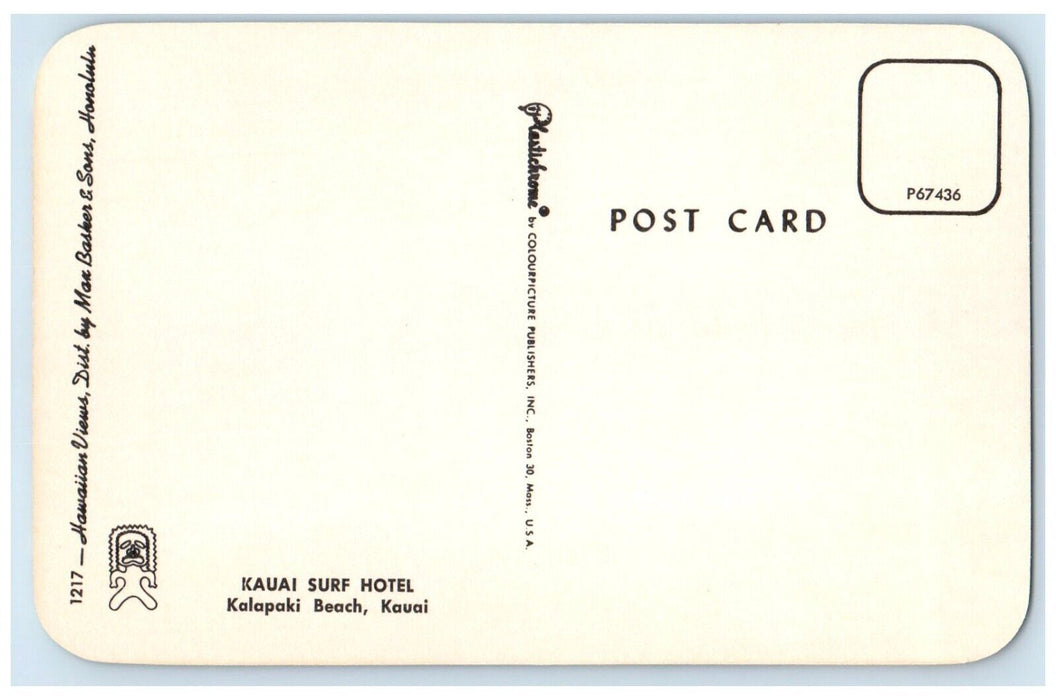 c1960 Kauai Surf Hotel Kalapaki Beach Exterior Building Kauai Hawaii HI Postcard